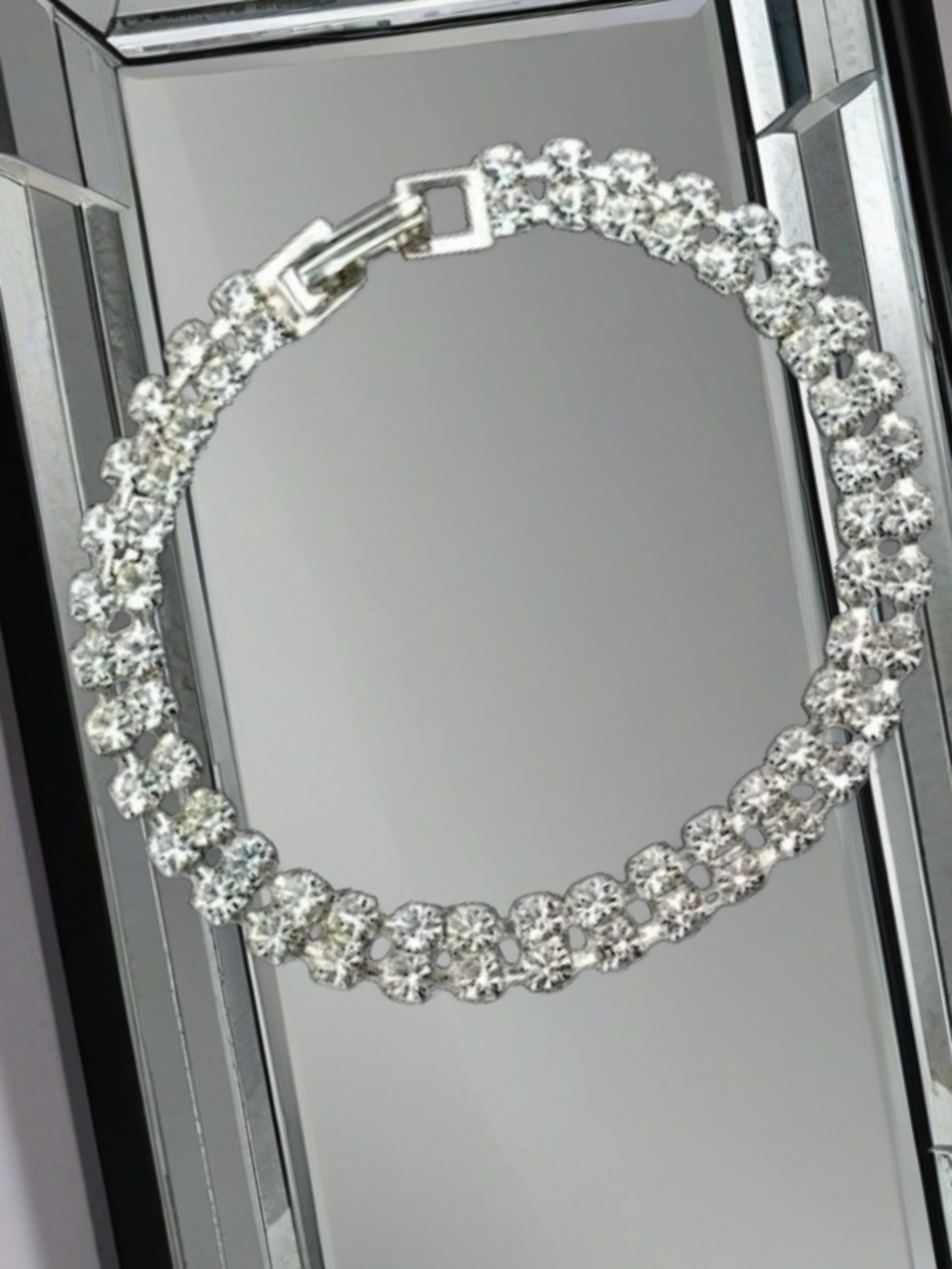 Vintage Two Strand Bracelet with Crystal Accents